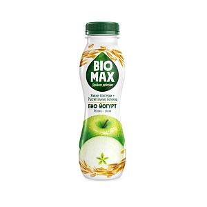 Биойогурт питьевой 1,5 % "Bio-Max" яблоко-злаки с инулином ПЭТ 270 г