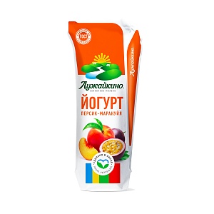 Йогурт 2,5 % персик-маракуйя кувшин 450 г 1/24 Лужайкино