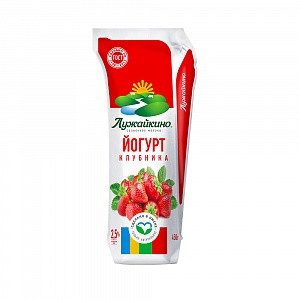 Йогурт 2,5 % клубника кувшин 450 мл  Лужайкино