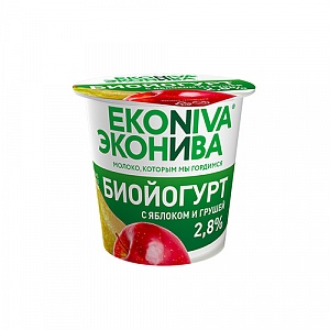Биойогурт вязкий 2,8 % "ЭкоНива" яблоко-груша п/ст 125 г